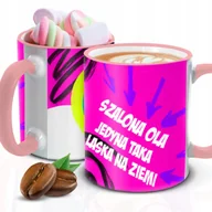 Kubki - Kubek z Piankami JEDYNA TAKA LASKA IMIĘ Biało Różowy Kreator - miniaturka - grafika 1
