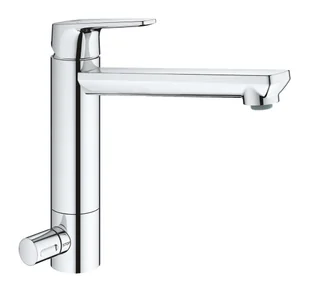 Grohe BauEdge - Bateria zlewozmywakowa z zaworem odcinającym, chrom 31696000 - Baterie kuchenne - miniaturka - grafika 1