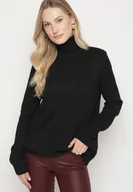 Swetry damskie - Czarny Casualowy Golf z Wełną o Prostym Kroju Reiselia - miniaturka - grafika 1