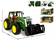 Samochody i pojazdy dla dzieci - Duży Traktor Rolniczy z łyżką koparka Światło Dźwięk Zielony - miniaturka - grafika 1