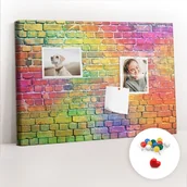 Tablice i flipcharty - Szkolna Tablica korkowa 60x40 cm, Kolorowe Pinezki, wzór Pomalowana ściana - miniaturka - grafika 1