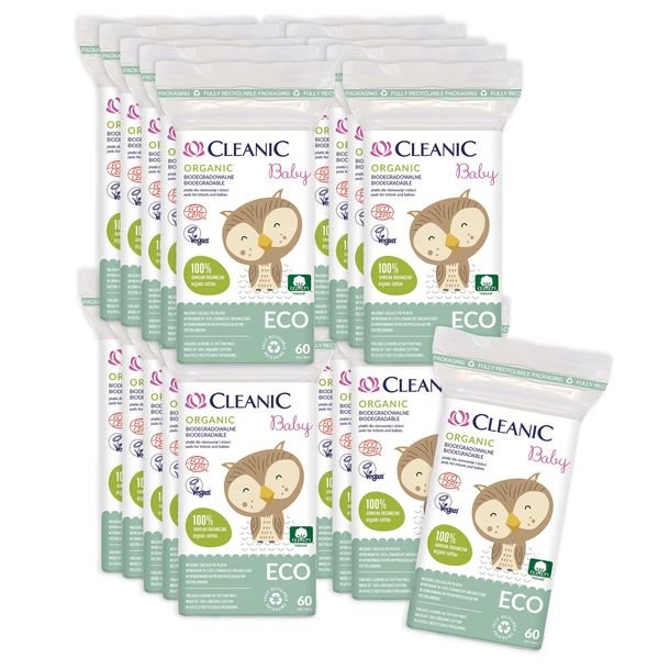 Cleanic Baby ECO Organic Płatki bawełniane dla niemowląt i dzieci 60szt x20