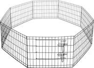 Sprzęt podróżny i transportery dla psów - Springos Kojec dla zwierząt wybieg klatka dla psa 155x61 cm metalowa czarna UNIWERSALNY - miniaturka - grafika 1