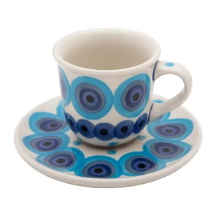 FILIŻANKA do espresso 60 ml ze spodkiem KROPKI - Ceramika Artystyczna Bolesławiec - Filiżanki - miniaturka - grafika 1