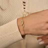 Bransoletki - Bransoletka "Infinity" nieskończoność z cyrkoniami - srebro 925 pozłacane - miniaturka - grafika 1