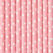 Słomki do napojów - Słomki papierowe różowe w kropki 10 sztuk - miniaturka - grafika 1