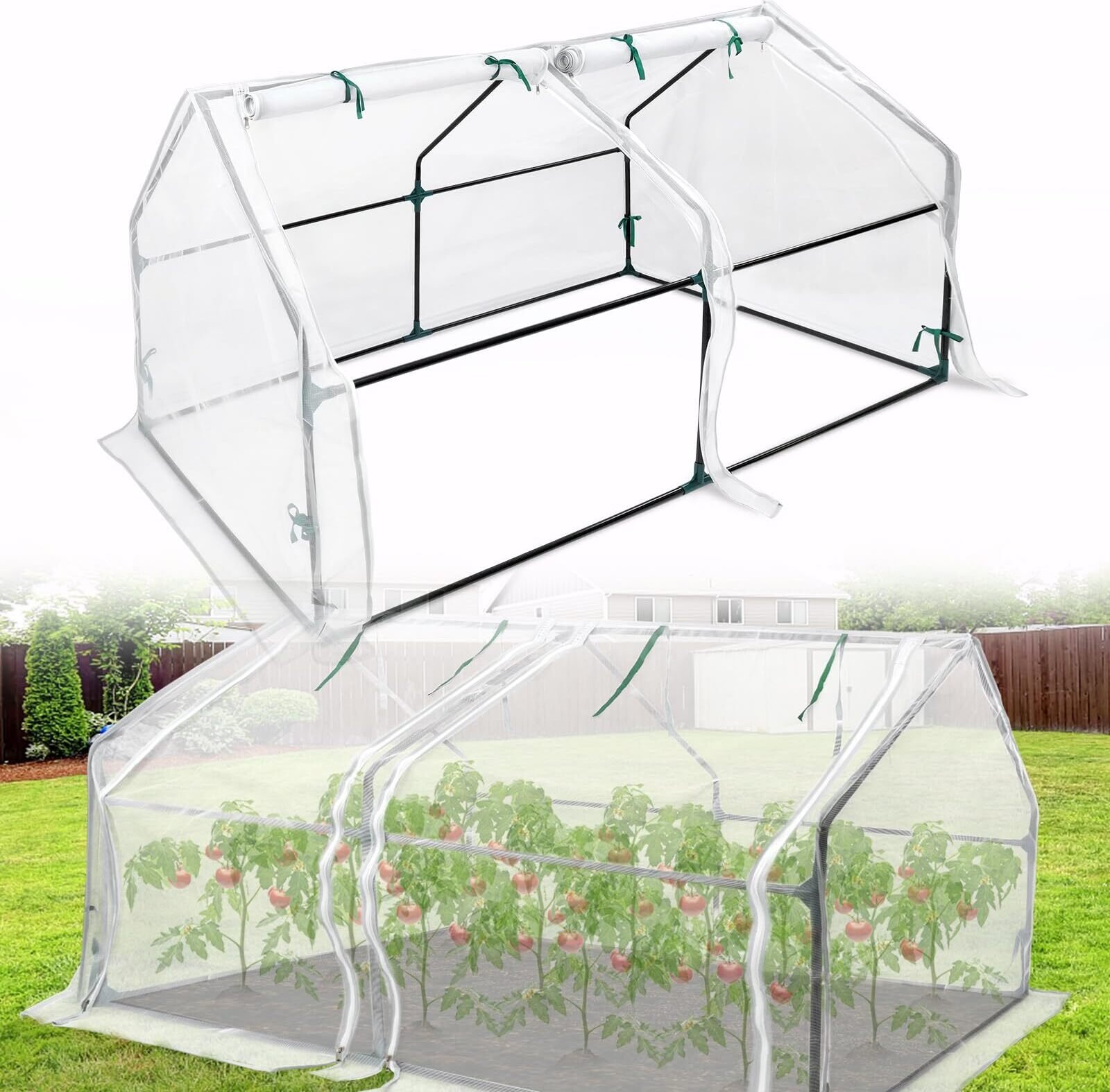 VA-Cerulean szklarnia 180x90x90cm do użytku na zewnątrz zestaw do uprawy pomidorów z drzwiami do uprawy roślin ogrodowych, biały