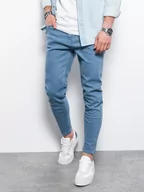 Spodnie męskie - Spodnie męskie jeansowe o kroju SLIM FIT - niebieskie V3 P1058 - miniaturka - grafika 1