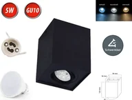 Żarówki LED - Lampa sufitowa GAMA-SS reflektor natynkowy reflektor natynkowy 96x96mm reflektor obrotowy 45° kątowy czarny aluminium z gniazdem GU10 żarówka LED 5W neutralny biały - miniaturka - grafika 1