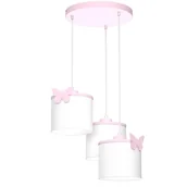 Lampy sufitowe - Lampa wisząca Sweet biało-różowa 3xE27x15W dziecięca w motylki wym: 115 x 45 x 45 cm tkanina Luminex - miniaturka - grafika 1