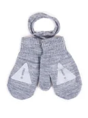 Rękawiczki dla dzieci - Rękawiczki Chłopięce Jednopalczaste Ze Sznurkiem Szare Znak Drogowy 14 Cm - miniaturka - grafika 1