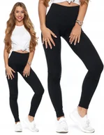 Legginsy - Legginsy z Wysokim Stanem Kryjące Czarne Klasyczne Getry Fit Sportowe Moraj - miniaturka - grafika 1