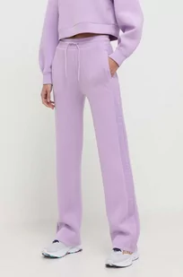 Guess spodnie dresowe kolor fioletowy z nadrukiem - Spodnie damskie - miniaturka - grafika 1