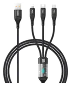 Kable USB - KABEL REMAX 3w1 do iPhone/Androida USB-C/Lightning/micro-USB 100W EKRAN LED - miniaturka - grafika 1