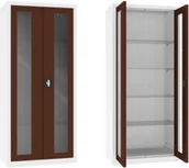 Meble i wyposażenie gabinetów medycznych - NSML.112.9010.8016 szafa lekarska 2-skrzydłowa 1-komorowa biało-brązowa - miniaturka - grafika 1