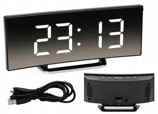 Budzik Zegar Led Czarny Zegar Elektryczny Ledowy Temperatura Godzina LCD - Stacje pogodowe - miniaturka - grafika 1