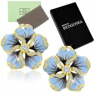 Kolczyki - ZŁOTE KOLCZYKI WKRĘTKI KWIATKI KOLCZYKI SZTYFTY DAMSKIE SREBRO PRÓBA 925 - miniaturka - grafika 1