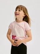 Bluzki dla niemowląt - Reserved - Bawełniany t-shirt z napisem - pastelowy róż - miniaturka - grafika 1