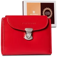 Portfele - Peterson, Skórzany portfel damski na zatrzask z systemem RFID, czerwony - miniaturka - grafika 1