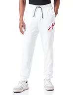 Spodenki męskie - HUGO Męskie spodnie dresowe z bawełny Terry z ręcznie wyszywanym logo, White100, XS - miniaturka - grafika 1