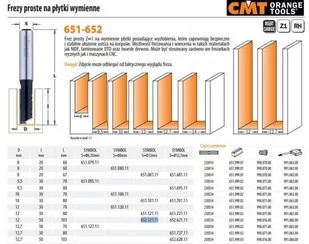 CMT FREZY NA PŁYTKI WYMIENNE Art. 651 652.121.11 - Frezy - miniaturka - grafika 2