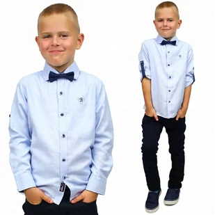 Elegancka KOSZULA Z MUCHĄ Rękaw BAWEŁNA Breeze 74 - Moda i Uroda OUTLET - miniaturka - grafika 1