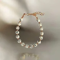 Bransoletki - Jaspis dalmatyński i złoty hematyt : bransoletka regulowana - miniaturka - grafika 1