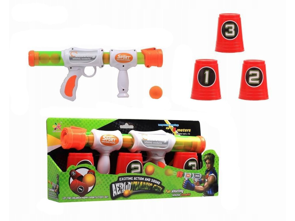 Duży pistolet na piankowe kulki z kubeczkami