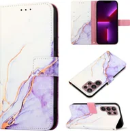Etui i futerały do telefonów - Pokrowiec König Design kompatybilny z etui na telefon Samsung Galaxy S22 Ultra 5G ze skóry syntetycznej - Etui na telefon biało-fioletowe - miniaturka - grafika 1