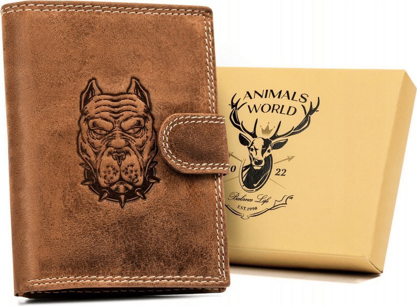 Always Wild Duży, skórzany portfel męski w orientacji pionowej zapinany na zatrzask - Always Wild NoSize