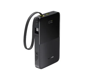 Baseus EnerFill FC51 Bipow2 Pro Digital Display 10000mAh Wbudowany kabel USB-C 22,5W Czarny - Powerbanki - miniaturka - grafika 1