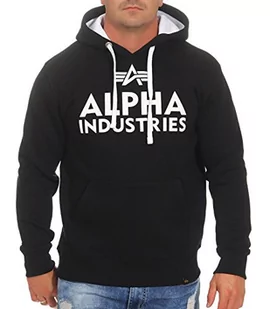 ALPHA INDUSTRIES Męska bluza z kapturem z nadrukiem piankowym, czarny/biały, L - Bluzy męskie - miniaturka - grafika 1