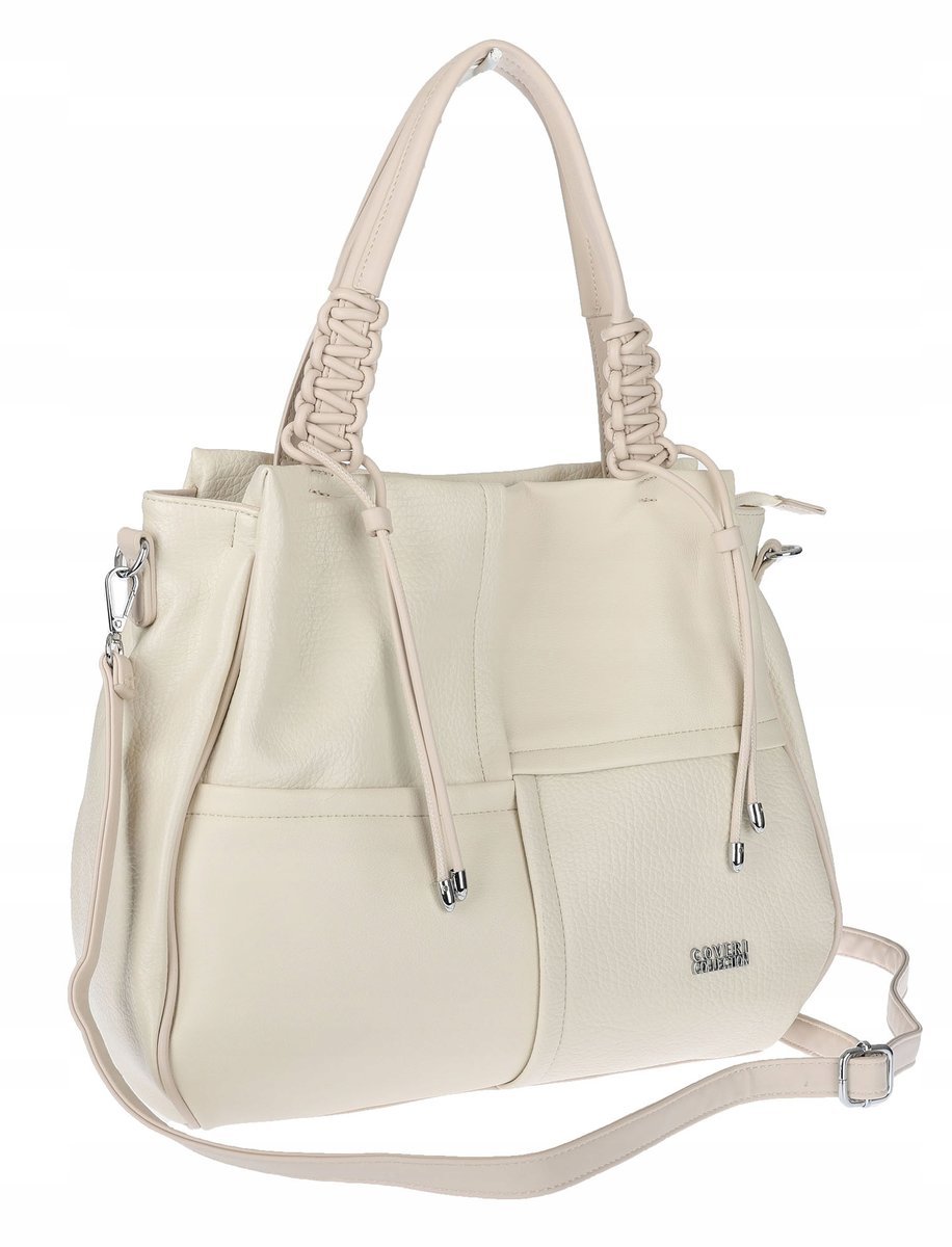 Torebka Damska shopper worek włoska marka coveri collection CC6682 beżowa