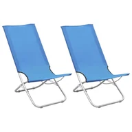 Fotele i krzesła ogrodowe - vidaXL Składane krzesła plażowe, 2 szt., niebieskie, obite tkaniną! 310374 - miniaturka - grafika 1