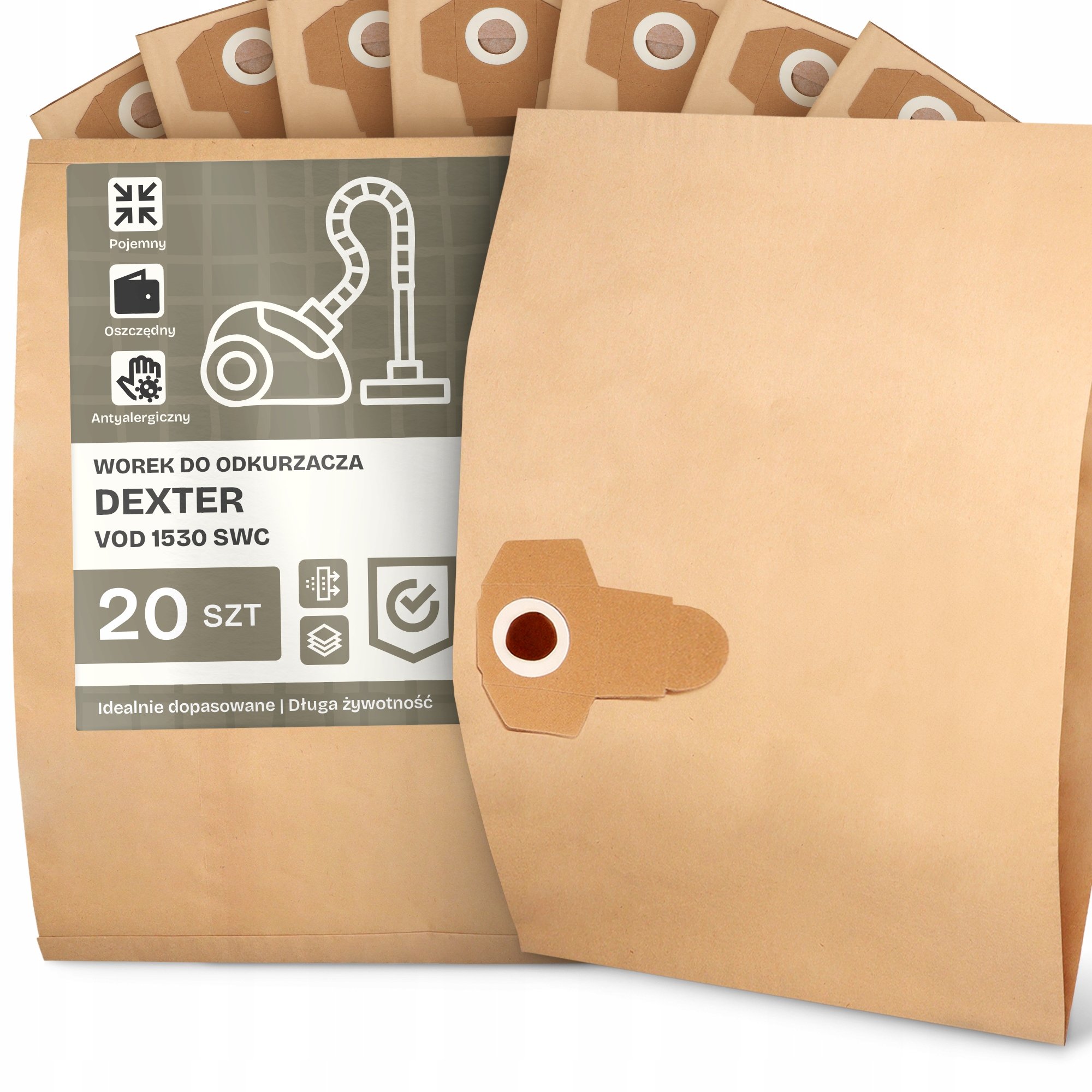 20x Worek do Odkurzacza Dexter Vod 1530 Swc Papierowy 2-Warstwy Worki 2A