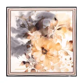 Apaszki i szaliki męskie - Damska chusta jedwabna we wzory beżowo - kremowa - miniaturka - grafika 1