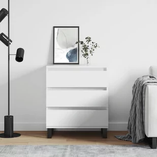 vidaXL Komoda, biała, 60x35x70 cm, materiał drewnopochodny - Szafki nocne - miniaturka - grafika 1