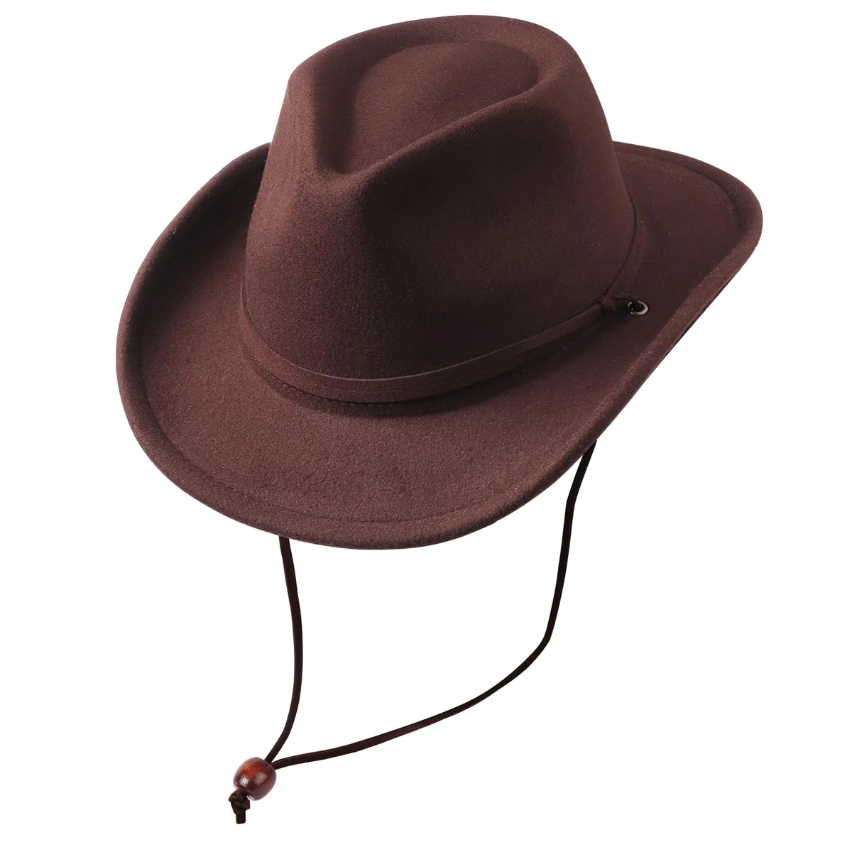 DRESHOW Kowbojski Kapelusz dla Chłopców i Dziewczynek Klasyczna Zachodnia Filcowa Fedora Zapięcie na Pasek Retro Panama Kapelusze ze smyczą wiatrową..