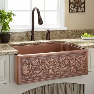 ręcznie rzeźbiony zlewozmywak VERDA jednokomorowy miedziany - Umywalki - miniaturka - grafika 1