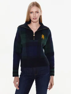 Tommy Hilfiger Sweter Tartan WW0WW38265 Granatowy Regular Fit - Swetry damskie - miniaturka - grafika 1