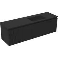 Szafki łazienkowe - Mexen Rivel szafka łazienkowa 160 cm z umywalką Otis prawą, 1S, 1D, ryflowana, czarna mat - 91A23-16047-3-BBFF71-W18P71 - miniaturka - grafika 1