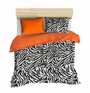 Pościel - pościel z polaru 200x200 + 2 poszewki P 305-8 DUO zebra czarna / orange - miniaturka - grafika 1