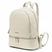 Plecaki - Plecak Dwukomorowy Damski PUCCINI Ze Skóry Ekologicznej Kremowy BML055P-6B - miniaturka - grafika 1
