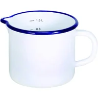 Dzbanki i imbryki - Krüger dzbanek na mleko Husum emaliowany z wylewką i skalą biały 12cm - miniaturka - grafika 1