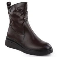 Botki damskie - Botki damskie na koturnie brązowe Vinceza 26-58557 - miniaturka - grafika 1