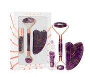 Rollery do masażu - Crystallove Crystallove Amethyst Beauty Set ZESTAW Masażer do twarzy 1 szt. + Płytka do masażu twarzy gua sha 1 szt + Buteleczka z kryształkami ametystu na olejek 10 ml - miniaturka - grafika 1