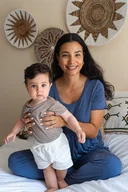 Piżamy ciążowe - Piżama ciążowa Classic z krótkim rękawem jeans S - miniaturka - grafika 1