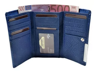 Portfel Damski Skórzany GREGORIO 14 cm Klamra i Klapka Skóra Naturalna Lakierowany GF-108 NIEBIESKI RFID 14 x 9 x 4 [cm] - Portfele - miniaturka - grafika 2