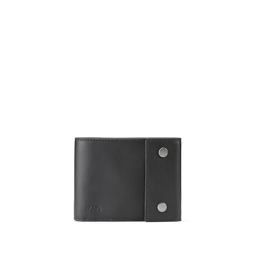 NAVA DESIGN skórzany portfel męski z guzikami, sześć CC i ekran RFID, kolor czarny - rozmiar 9 x 12 cm