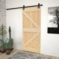 Drzwi wewnętrzne - Drzwi przesuwne z osprzętem, 100x210 cm, lite drewno sosnowe | 3057502 VIDAXL - miniaturka - grafika 1